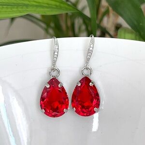 Elegant Red Teardrop Earrings valentine jewelry gift